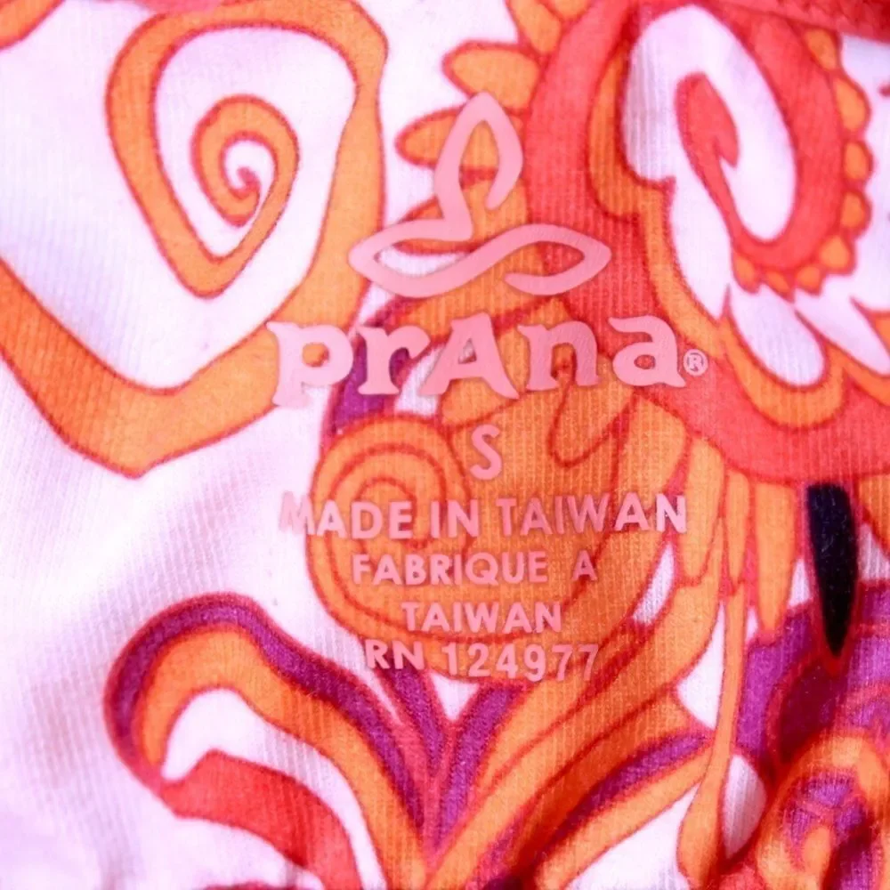 PrAna Athleisure Summer Tank Top Paisly Floral in Maroon Orange Print Sz. Small